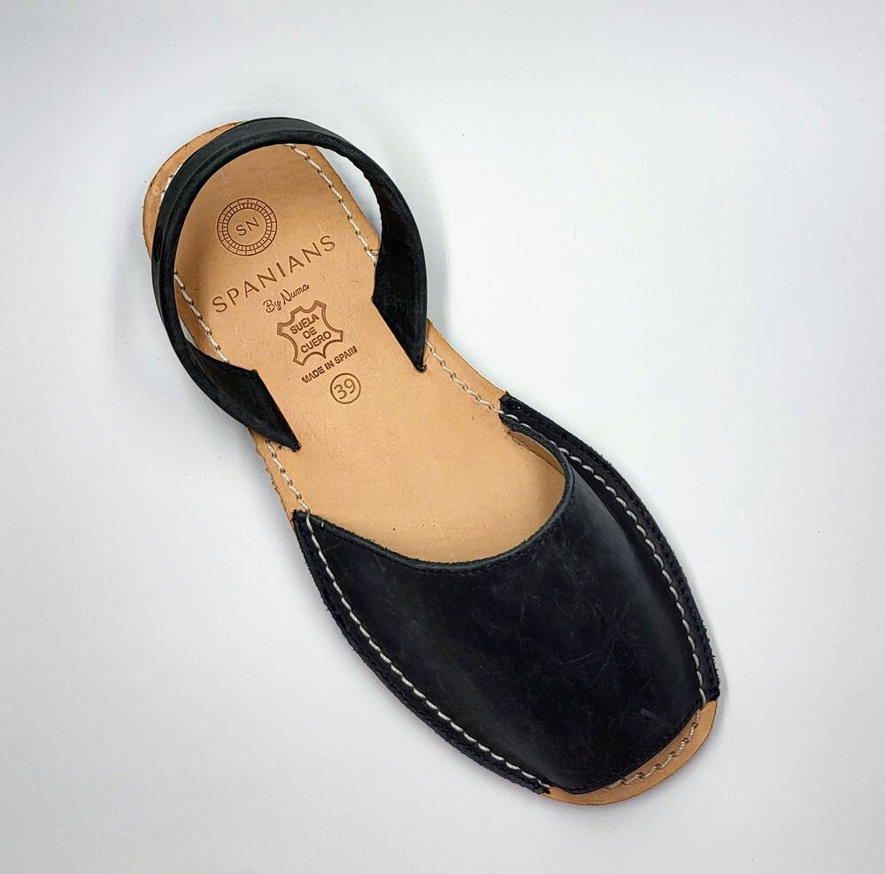Men's Leather Slide Sandals Navy | Handmade in Spain